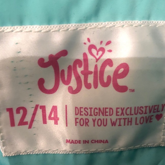 Justice Teal Jacket with Detachable Faux Fur Trimmed Sherpa Hood - Picture 2 of 10